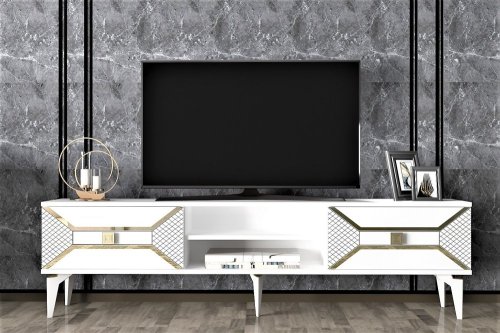 TV stolek Yumedi - White, Gold