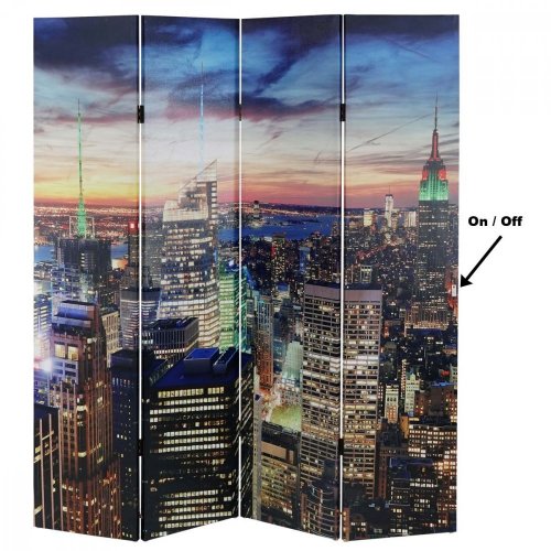 Designový LED paraván NEW YORK - ROZMĚR: 160x180 cm (4-dílný)