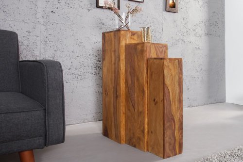 Odkládací stolek 3 ks BOREAS Dekorhome - DEKOR: Mangovníkové dřevo