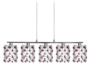 Závesná lampa v bordovej farbe + kryštály 5xG9 Classic
