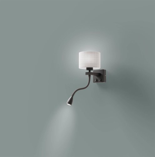 Černošedá nástěnná lampa s LED čtecím světlem Polo