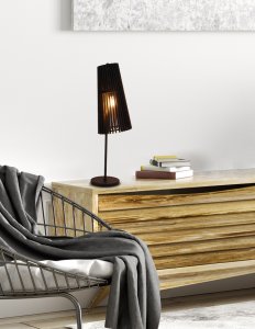 Černá dřevěná stolní lampa E27 Osaka Ledea