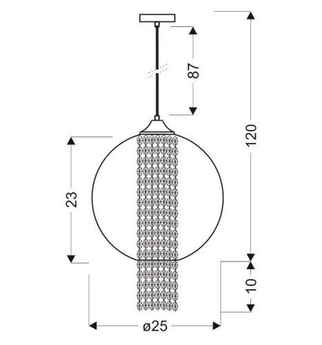 Závěsná lampa červená 1xE27 50cm ALLANI S KRYSTALY