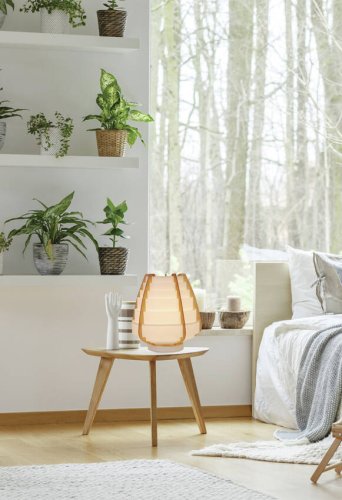 Stolní lampa béžová dřevo+plast Nagoja Ledea