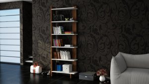 Knihovna Order - White, Walnut