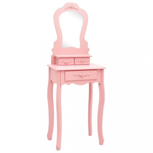 Toaletní stolek s taburetem Dekorhome - BAREVNÁ VARIANTA: Růžová