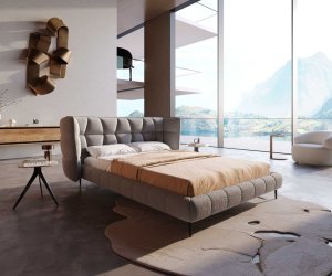 Čalúnená posteľ Capujo 140x200 cm bouclé strieborno sivá