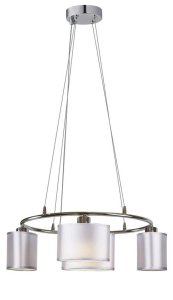 Závesná lampa s chrómovým povrchom 4x40W, látkové tienidlo Ban