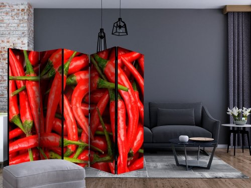 Paraván Chili pepper - background Dekorhome - ROZMĚR: 225x172 cm (5-dílný)