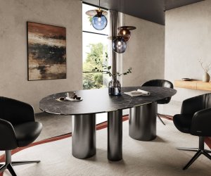 Hrana jedálenského stola oválna 220x120 keramická Laminam® Nero Greco