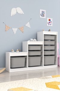Víceúčelová skříňka Swiss - White, Grey
