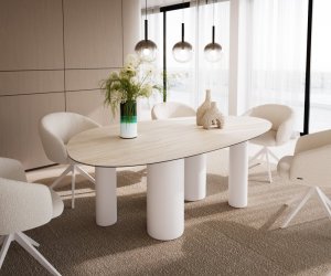 Oválny jedálenský stôl Edge 220x120 Keramický Laminam®Travertino