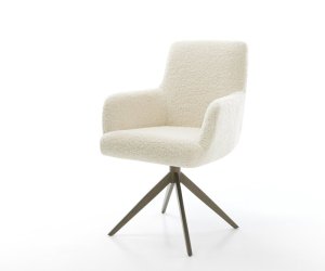 Jídelní židle Heira-Flex s područkami plyšový manšestr béžová