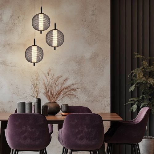 Závesná lampa PUMA s drôteným tienidlom s priemerom 20 cm – dizajnová lampa do obývačky, LED 3000K