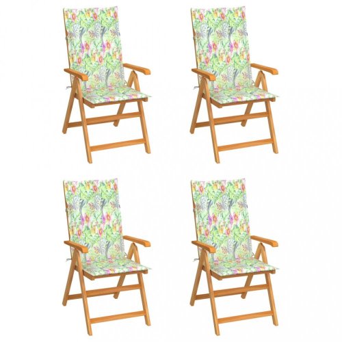 Skládací zahradní židle 4 ks s poduškami Dekorhome - BAREVNÁ VARIANTA: Zelené listí