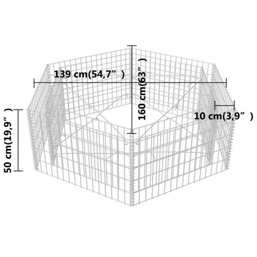 Šesťhranný gabiónový vyvýšený záhon Dekorhome - ROZMER: 160x140x100 cm