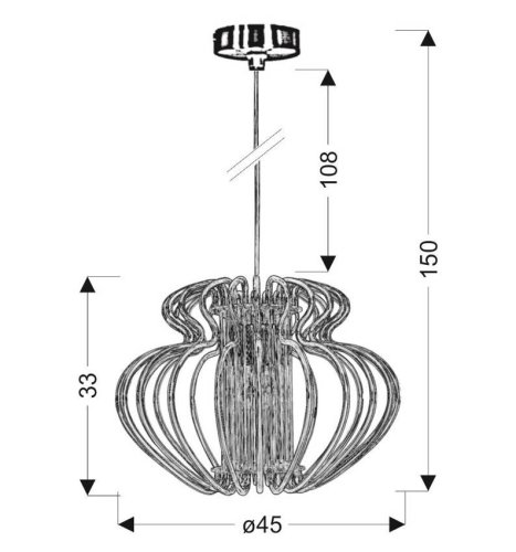 Červená závěsná lampa 45x33cm Imperia