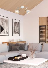 Stropné nástenné svietidlo pásik biele + drevo 2x40W Puerto