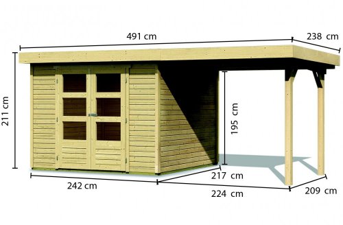 Drevený záhradný domček ASKOLA 3 s prístavkom 240 Dekorhome
