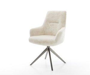 Jídelní židle Zelia-Flex s područkami plyšový manšestr krémovo