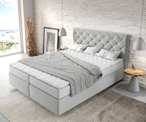 Boxspring postel Dream-Great 160x200 cm mikrovlákno stříbrně šedá