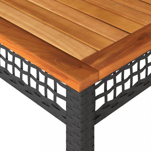 Zahradní stůl černý 140 x 80 x 75 cm polyratan akáciové dřevo