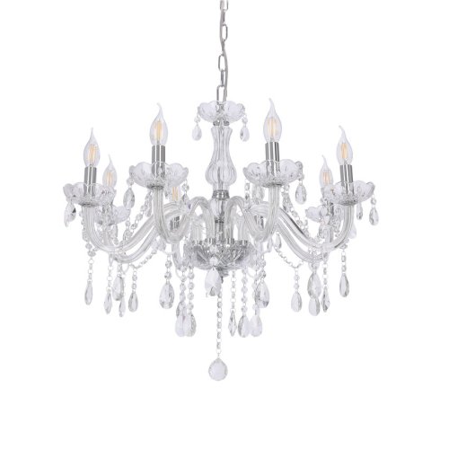 Závěsná lampa Cristallo chrom 8x40W E14 transparentní