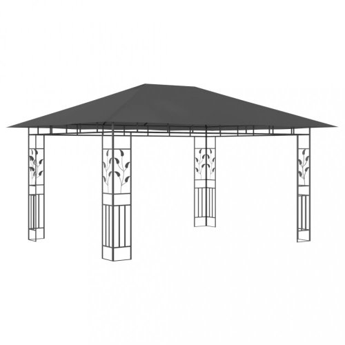 Zahradní altán s moskytiérou a LED řetězy 4x3 m Dekorhome - BAREVNÁ VARIANTA: Šedohnědá taupe
