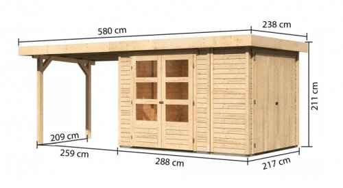 Dřevěný zahradní domek RETOLA 2 Dekorhome - ŠÍŘKA: 547 cm