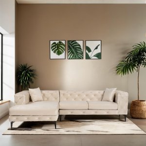 Rohová sedacia súprava / Rohová pohovka Como Eco Left - Beige, Black