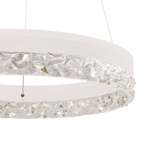 Očarujúca závesná lampa FROZI – biele tienidlo s kryštálmi – elegantné a moderné LED osvetlenie obývačky