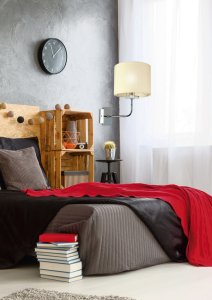 Chromová nástěnná lampa, tkané stínidlo, E14, 40W, žárovka Estera