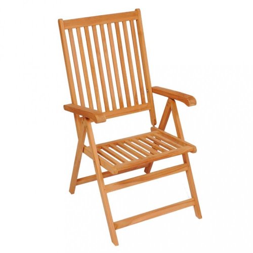 Skládací zahradní židle s poduškami teak / látka Dekorhome - BAREVNÁ VARIANTA: Tmavě zelená