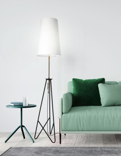 Stojaca lampa TAFLO čierno-zlatá 1xE27 tienidlo biele