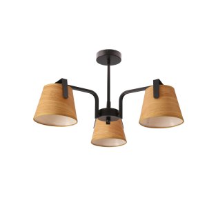 Stropná lampa Amberg čierna 3x40W E14 žlté tienidlo