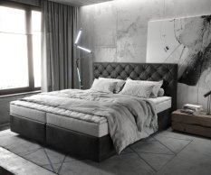 Boxspring postel Dream-Great 180x200 cm mikrovlákno antracitová