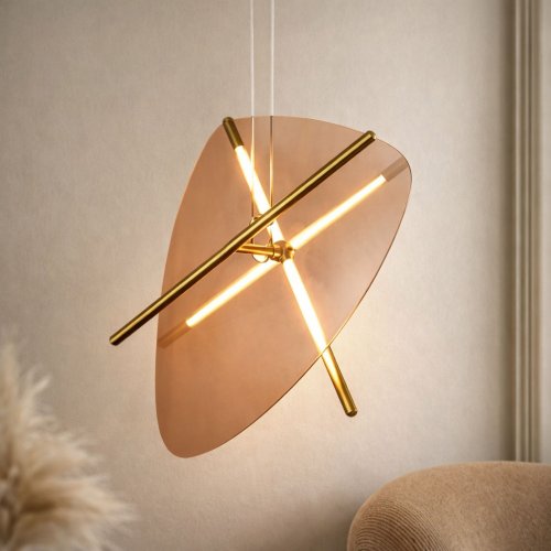 RELAX lampa wiszaca mosiężny 15W LED 3000K klosz bursztynowy