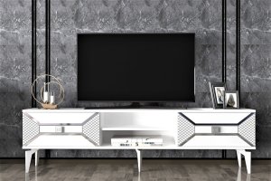 TV stolek Yumedi - White, Silver