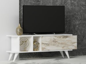 TV stolek Liberty - White, Marble