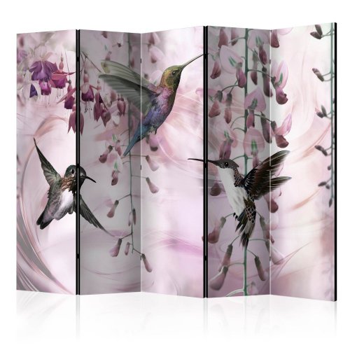 Paraván Flying Hummingbirds (Pink) Dekorhome - ROZMĚR: 225x172 cm (5-dílný)