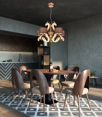 Luster 5xE14 + LED 43W medený Ambrosia