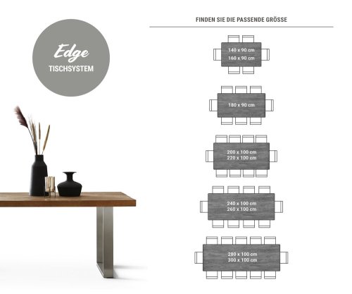 Jídelní stůl Edge 300x100cm Laminam® keramika šedá podnož plochá ocel