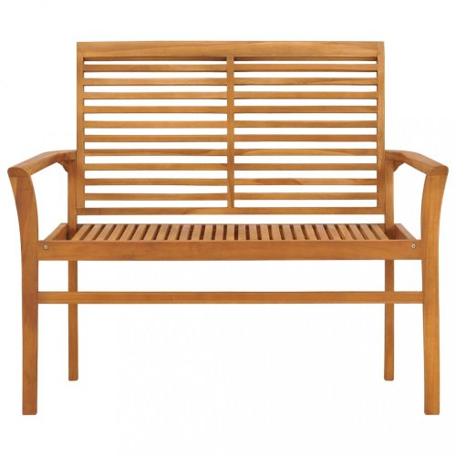 Zahradní lavice s modrou poduškou 112 cm masivní teak