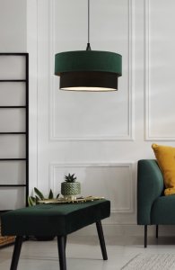 Závěsná lampa Solanto, lahvově zelená + černá, 1x60, stínidlo E27, duo 35+30