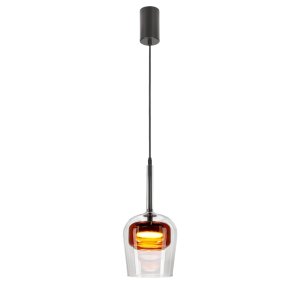 Lampa wisząca Glaxi szklana klosz transparentny i brązowy 1xGX53 nad stół