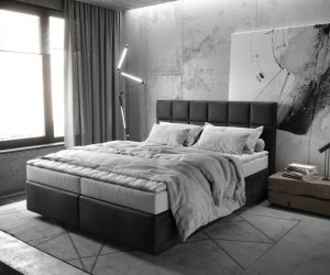 Boxspring postel Dream-Fine 160x200 cm mikrovlákno antracitová vintage