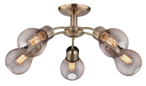Stropná lampa s patinovaným drôteným tienidlom 5x60W Gliva