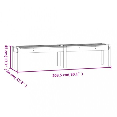 2místná zahradní lavice 203,5x44x45 cm masivní dřevo douglasky