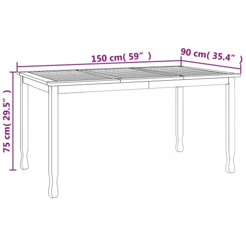 Zahradní jídelní stůl 150 x 90 x 75 cm masivní teak