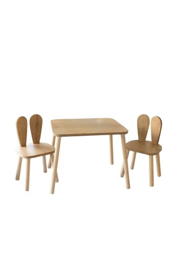 Kid's Table Set Bunny Two Chair Set - Brown